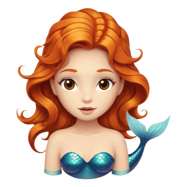 ginger mermaid with brown eyes sticker