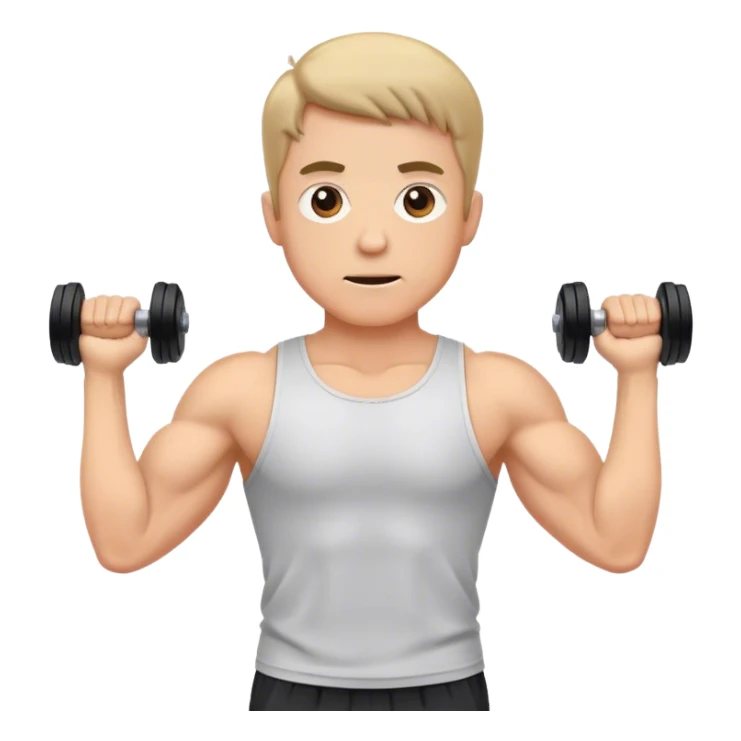 man shrugging shoulders up, and holding dumbbells by his body side sticker