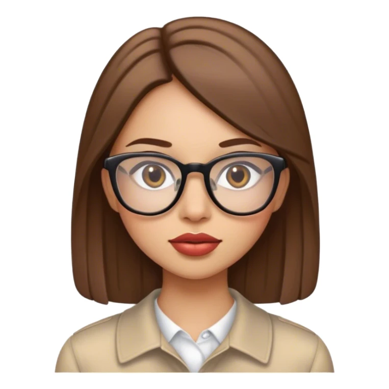 Brown straight haired girl with pretty lips and glasses sticker