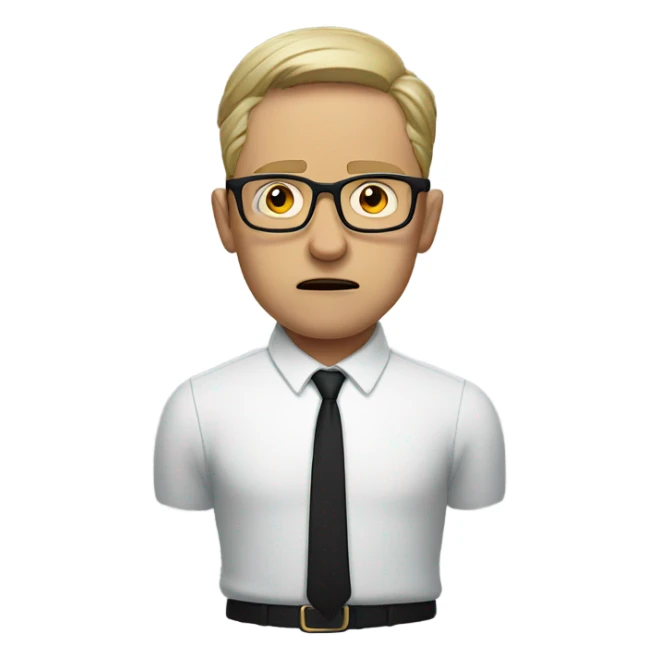 a white guy with glasses and fear sticker