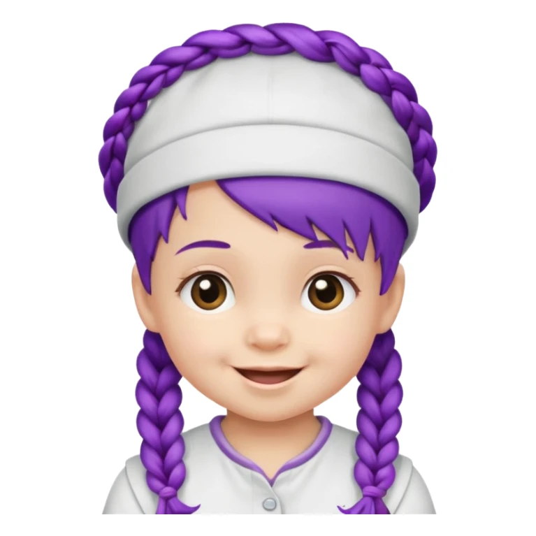 purple haired little baby with braids and white hat not beanie happy sticker