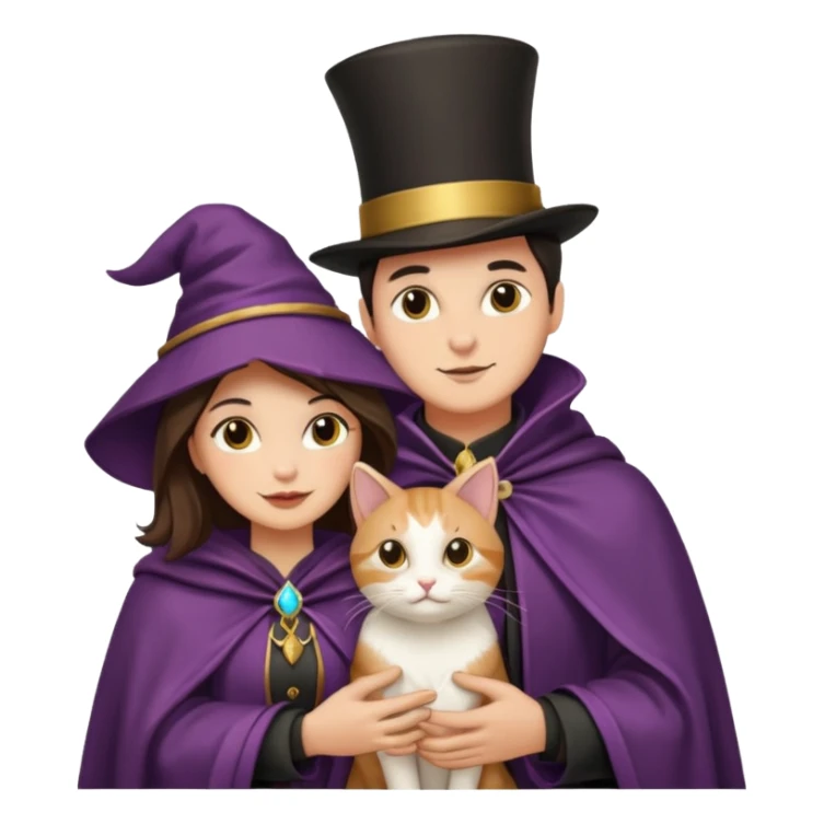 magician couple and their pet cat sticker