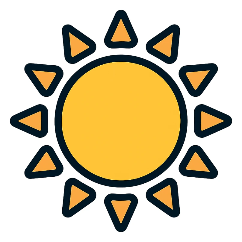 minimalist sun icon with thin colored outline and no face sticker