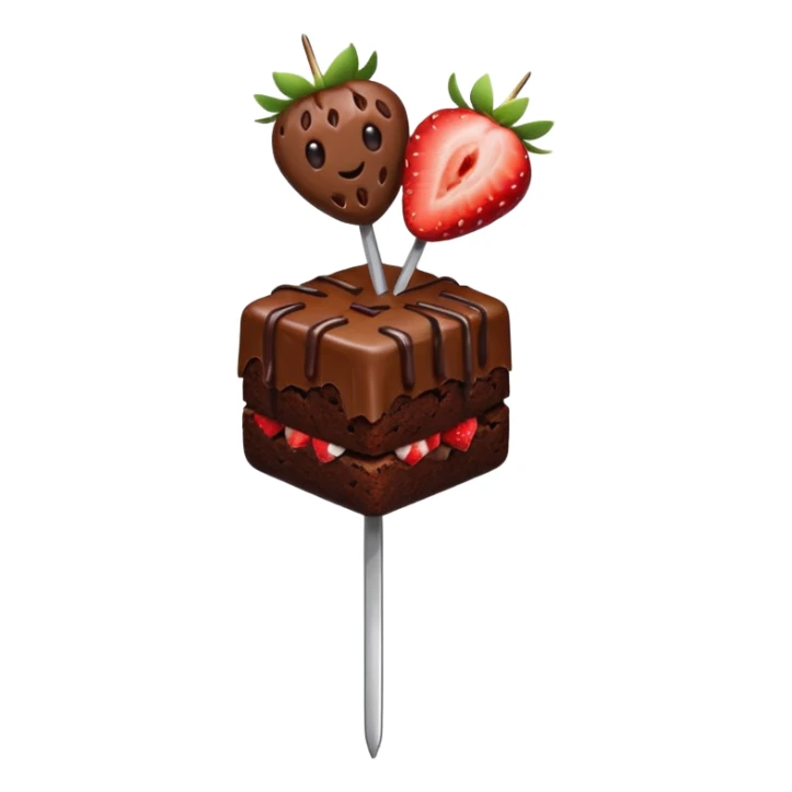brownies and strawberries on a skewer sticker