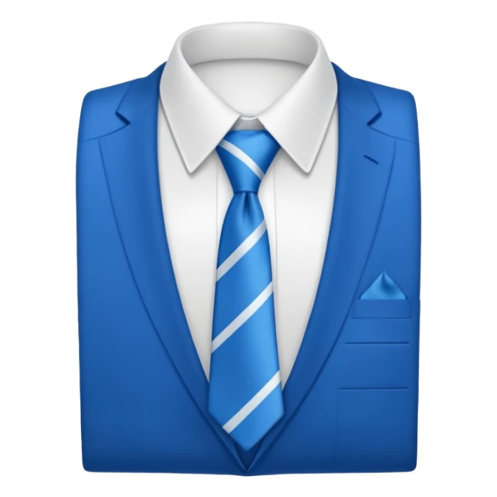 men's blue tie on white shirt, minimalism, no emojis or faces, iOS emoji style sticker