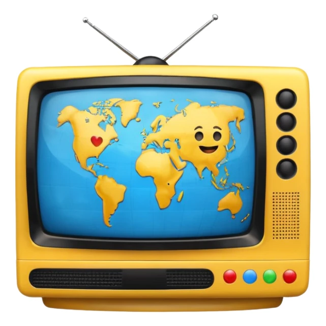 Tv with an globe with emojis sticker