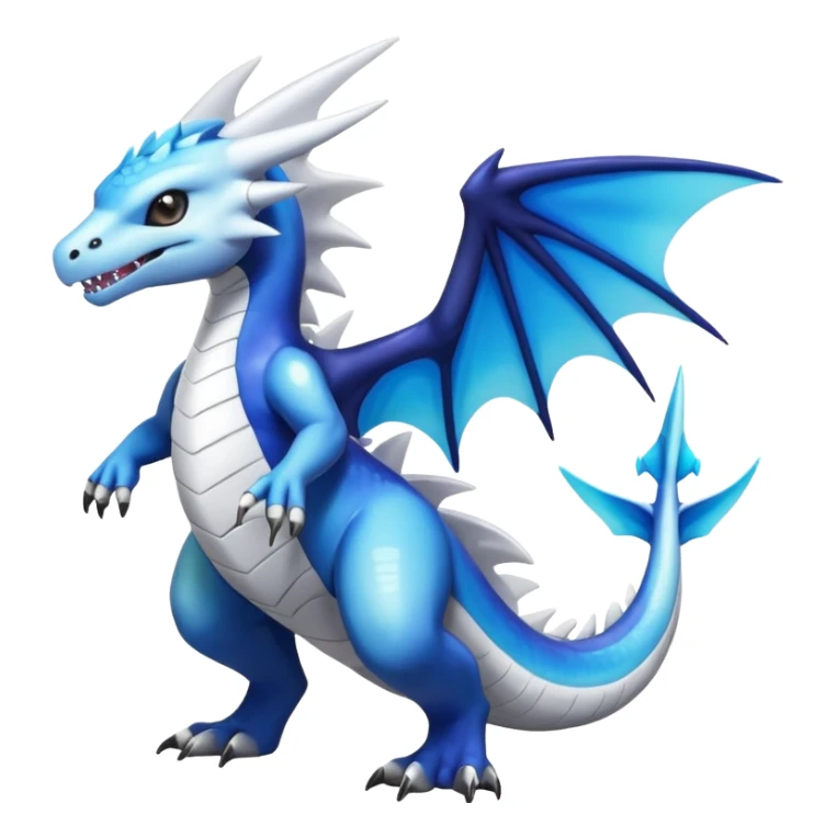 Black and white colorful gradient shiny glossy Fakémon-Digimon-Gabite-Sharpedo-Dragonite-Reshiram-Zekrom-creature-hybrid (full body) sticker