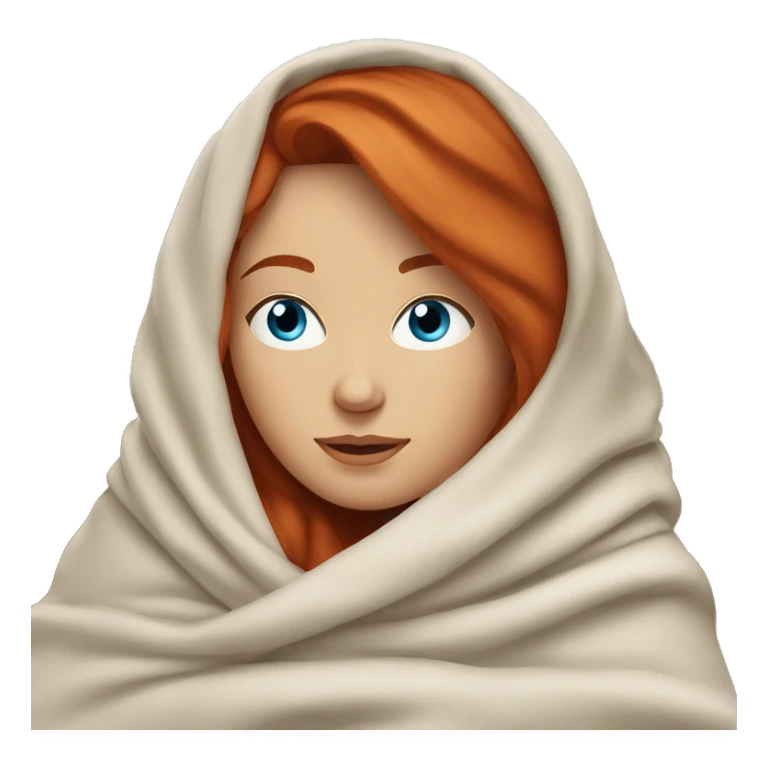 Relaxing redhead woman blue eyes wrapped in a blanket sticker