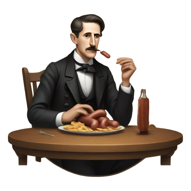 nicola tesla eating sausage sticker