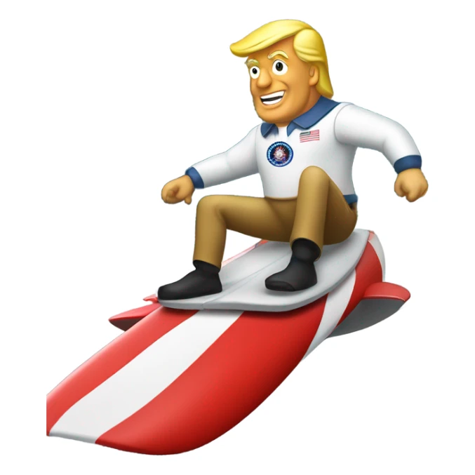 Donald j trump surfing on a rocket sticker