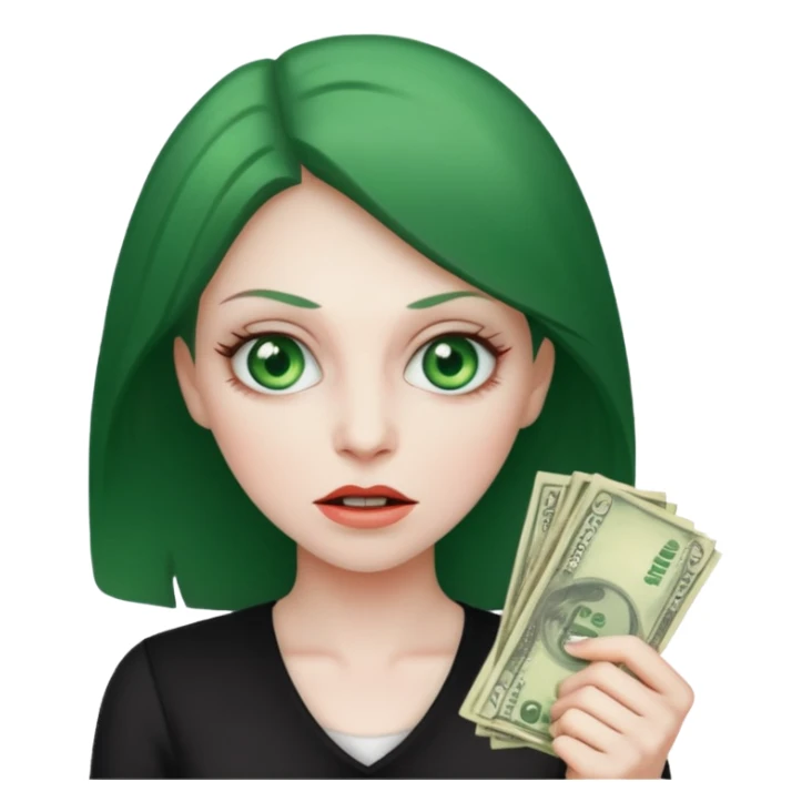 Crazed looked woman who wants to spend money sticker