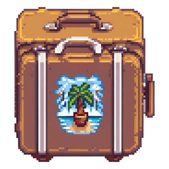 small retro pixel art travel suitcase sticker