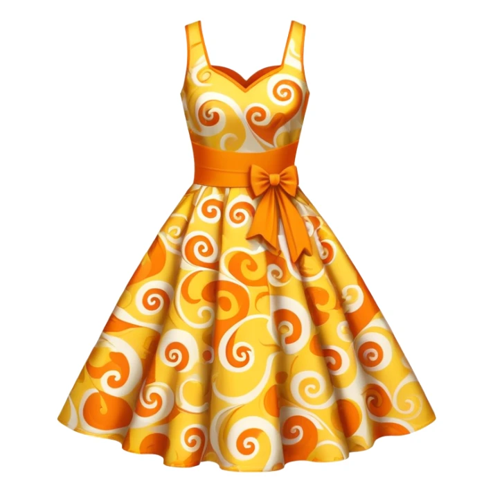 Orange-yellow swirls on dress with flowers sticker
