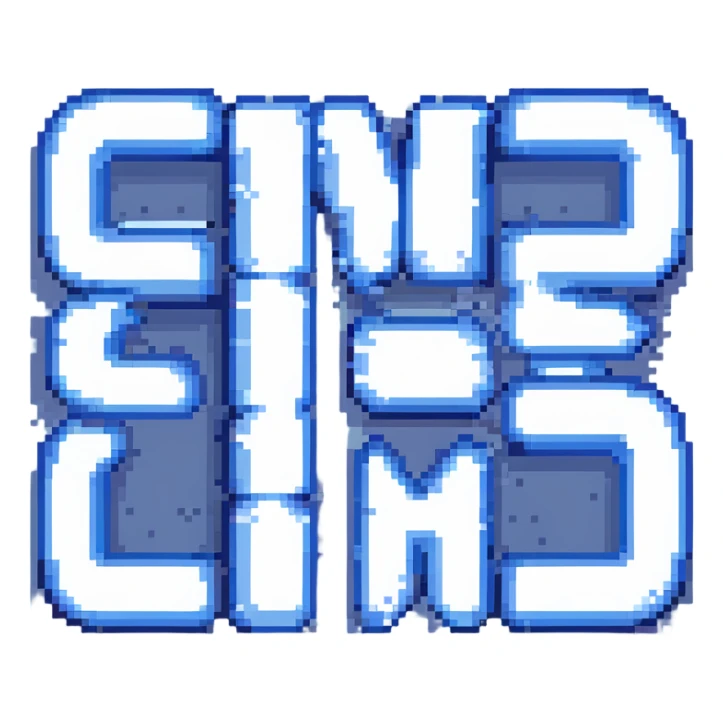 logo for 'Sans Fight' inspired by Undertale, pixel art style, bold blue and white colors sticker