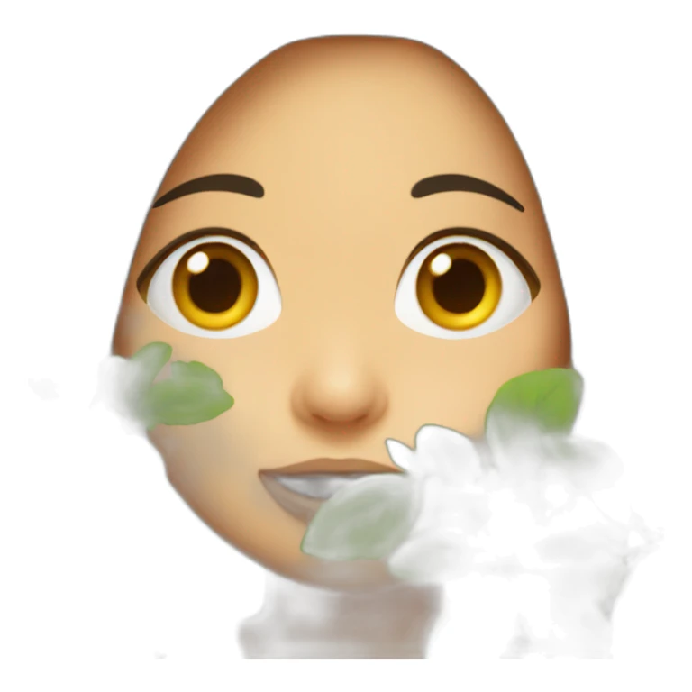 brunette girl eating a plant sticker