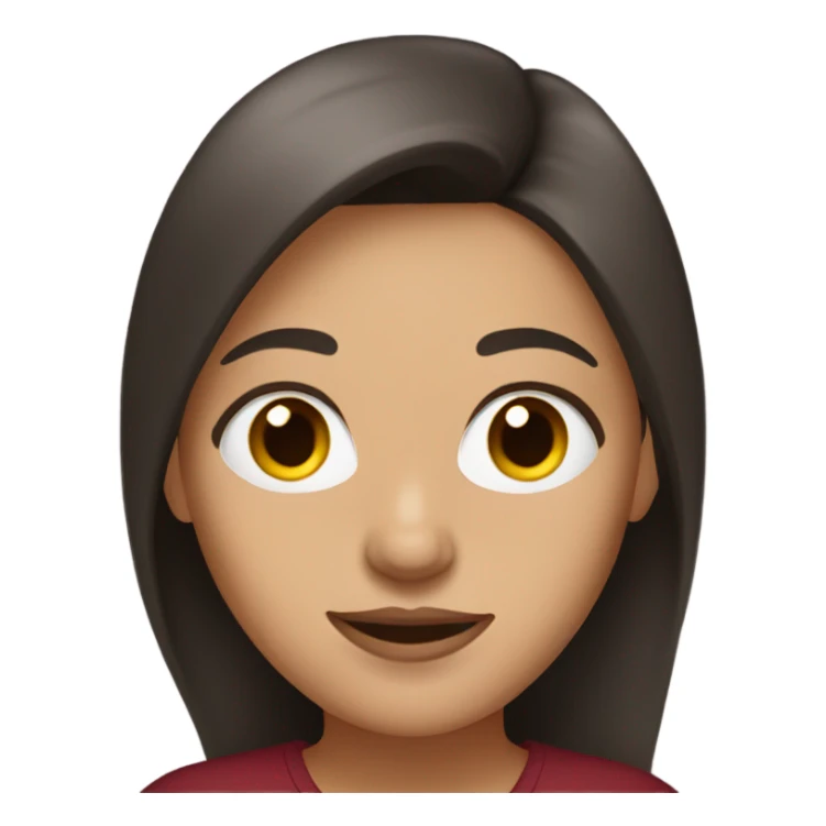 A brunette woman with a nose piercing wearing a burgandy shirt sticker