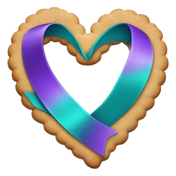 Purple teal Suicide awareness ribbon, heart cookie sticker
