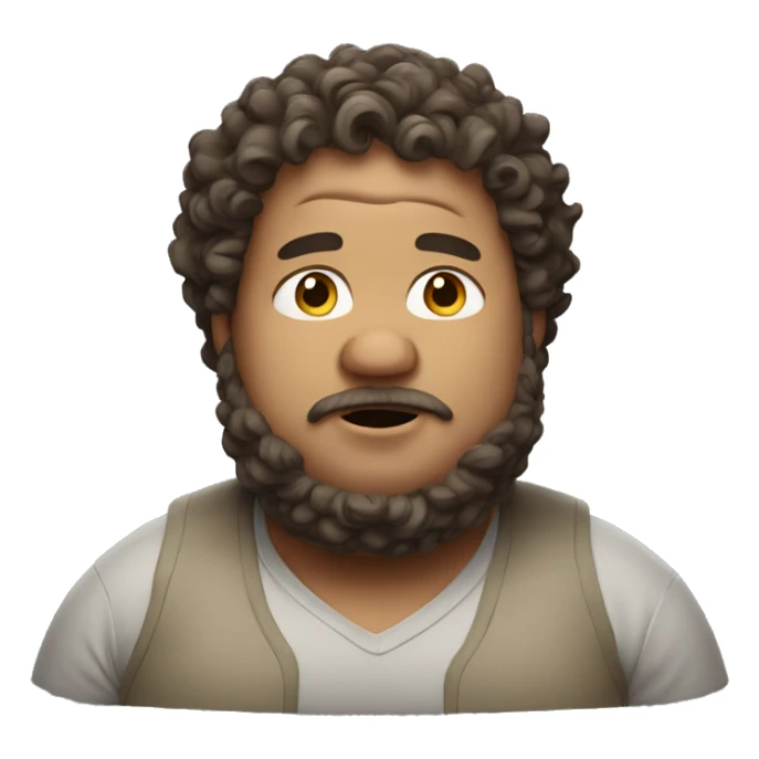 fat man has curly hair sticker