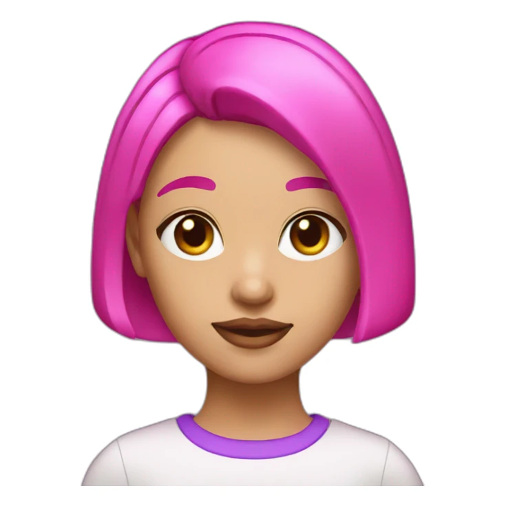 girl with neon pink bob haircut with purple eyes sticker