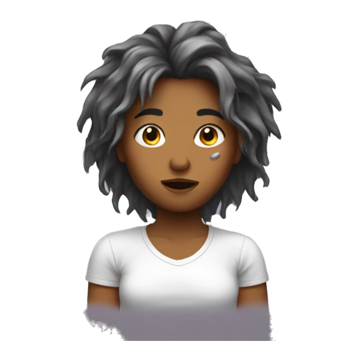 Girl sweating with messy hair  sticker