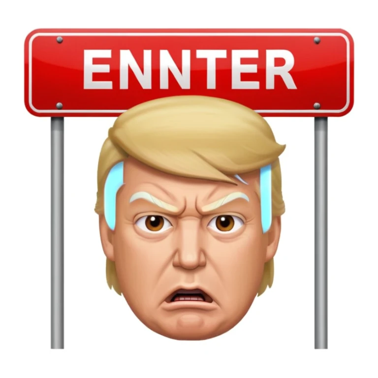 Angry Donald Trump with a do not enter sign over him sticker