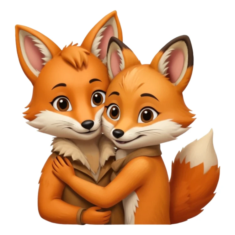 A cute female 9 tail fox hugging a male meerkat sticker