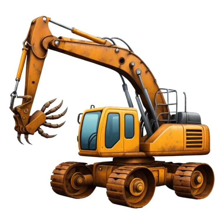A excavator with four arm and spider legs sticker