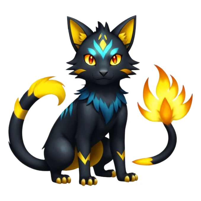 Shiny exotic dark Luxray-Torracat-Pyroar-Fakémon-hybrid-creature (full body)  sticker