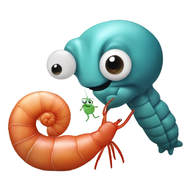 Shrimp and a snail kissing sticker