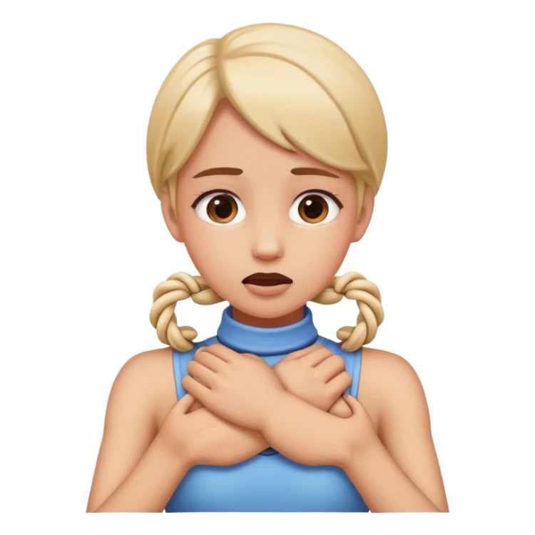 Girl with arms around her neck fake chocking sticker