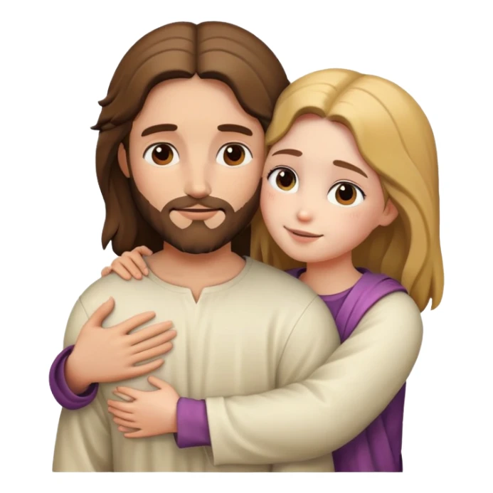 Jesus hugs a girl sticker