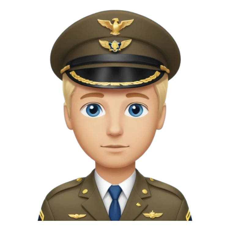 Handsome military pilot man with blonde hair and blue eyes sticker