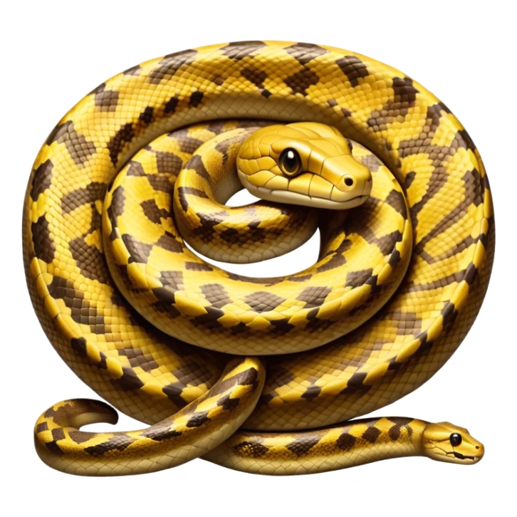 cinematic-python-realistic-full-body-coiled-emoji,-thick-scaled-body-looped-tightly,-intricate-brown-and-gold-patterned-scales-reflecting-light,-head-tilted-dramatically,-slitted-eyes-staring-calmly,-simplified-yet-realistic-focused-feature sticker
