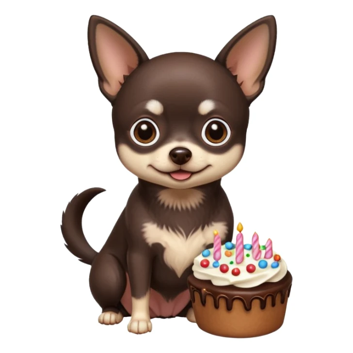 Black chihuahua with a piece of cake sticker