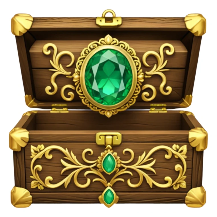 tresure box with motifs with green gem sticker