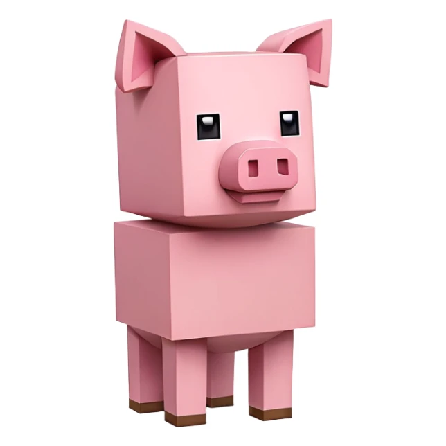 Minecraft Pig full body, pink blocky animal with square head sticker
