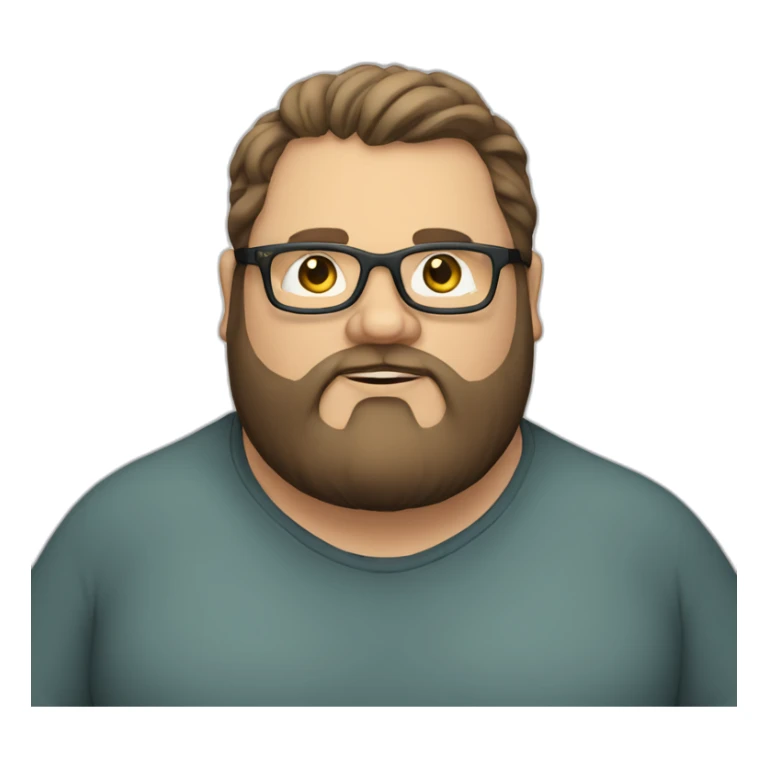 fat white guy with dark hair and beard with glasses sticker