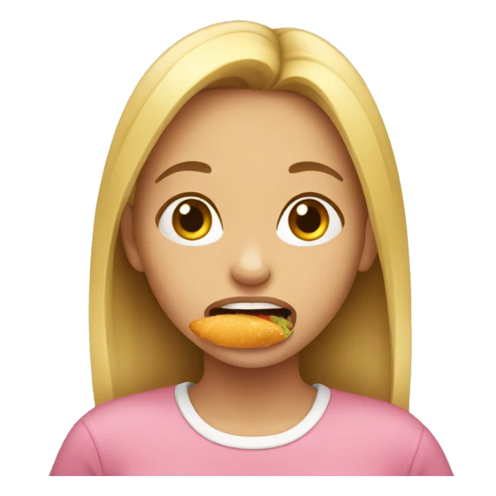 Girl eating food sticker