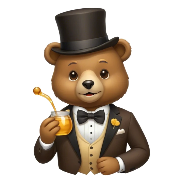 Bear eating homey in a suit and top hat and bow tie sticker
