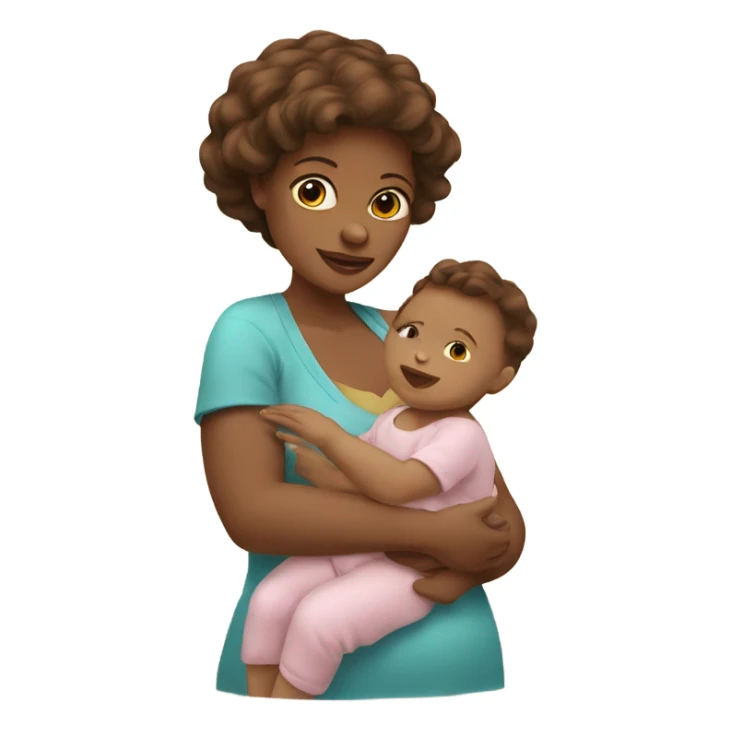 baby and mother brown hair  sticker