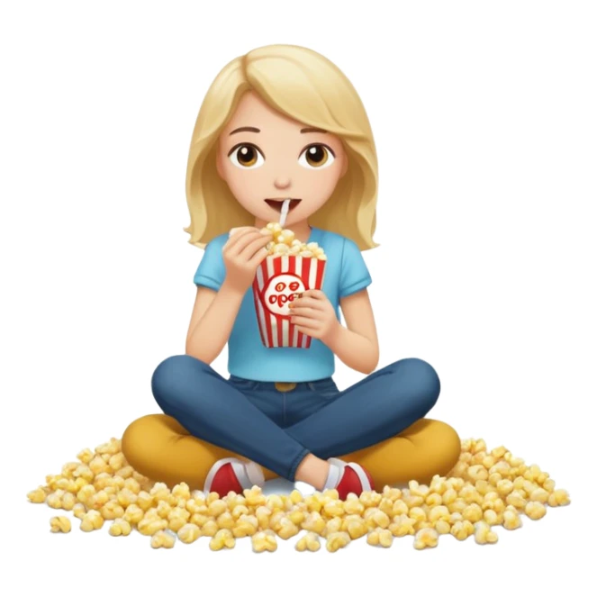 White Girl eating popcorn on the floor sticker