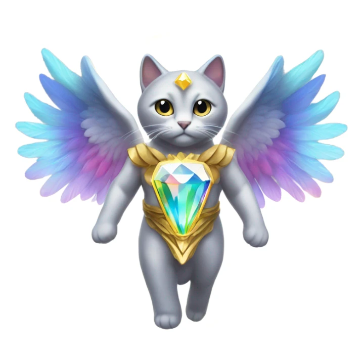 Heavenly Rainbow 4d Diamond ultra Omni-Cat God with wings and a ring around its body  sticker