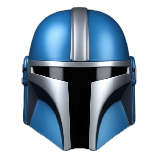 blue silver mandalorian helmet with black eye guard sticker