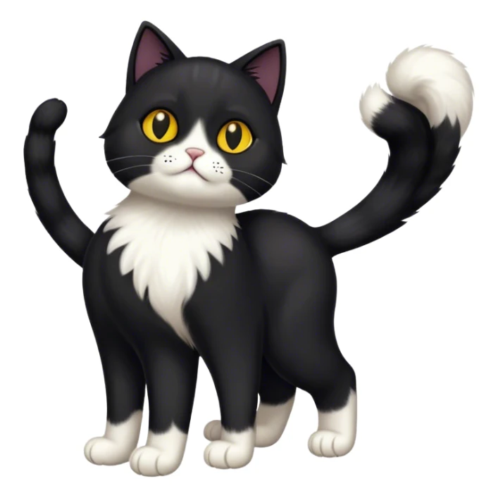 black cat with white chest and feet sticker