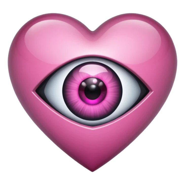 A black heart crystal with a pink eye in the center sticker