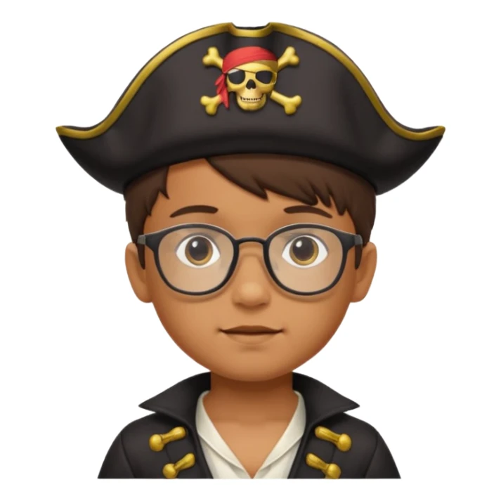 kid boy with pirate costume wearing glasses sticker