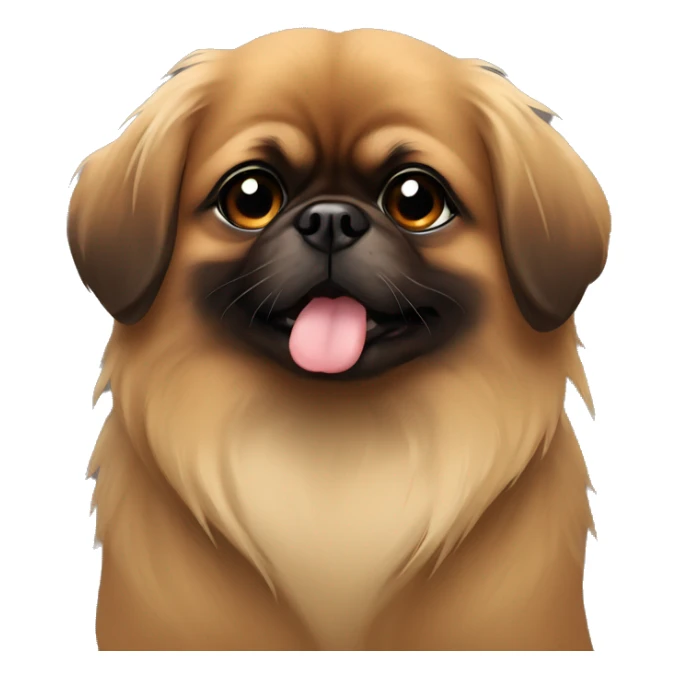 brown pekingese huging girl sticker