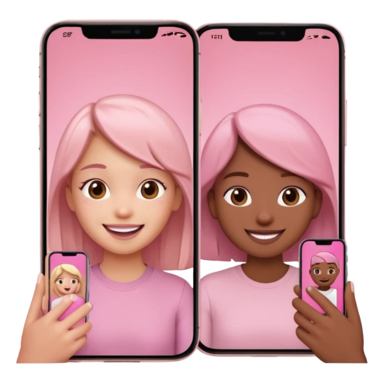 pink video call between 2 people on different phone sticker