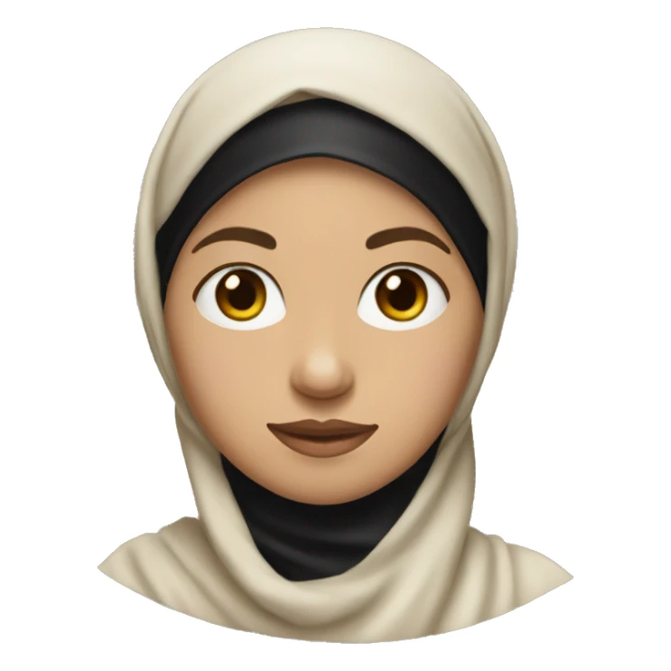 a light skinned female with a black headscarf shawl on her head sticker