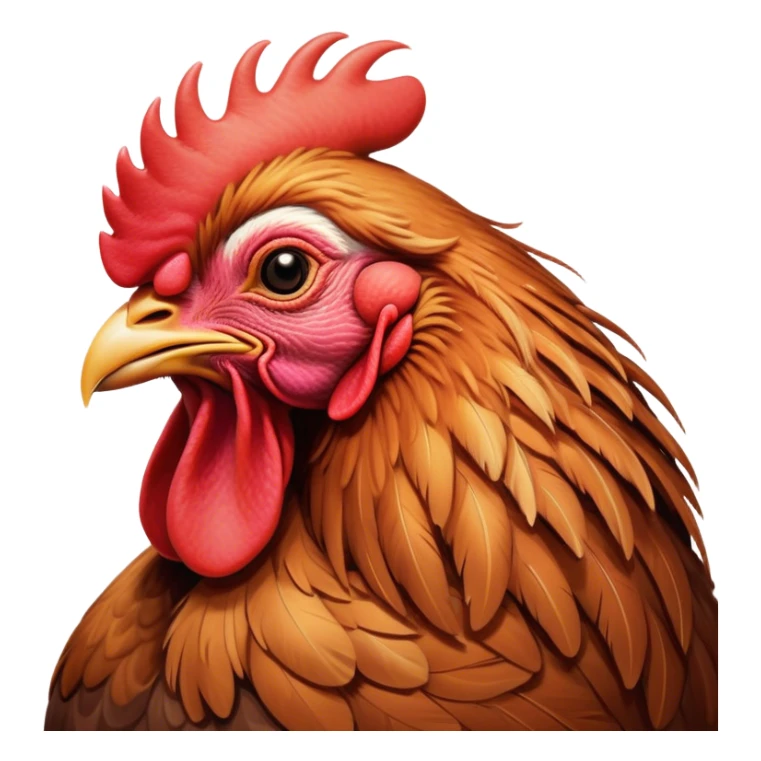Meme-Worthy Cute Sleeping Brown Rooster Portrait Emoji, Head resting peacefully with a contented smile, showcasing a robust build and a luxuriously soft brown plumage, eyes shut in a serene, restful nap, Simplified yet hilariously adorable features, highly detailed, glowing with a soft, drowsy light, high shine, relaxed and utterly lovable, stylized with an air of playful laziness, bright and heartwarming, soft glowing outline, capturing the essence of a comically sleepy rooster, so meme-worthy it feels like it could instantly become the next viral sensation of adorable slumber! sticker